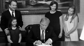 President Trump chose Judge Brett Kavanaugh (far left) as his U.S. Supreme Court nominee to replace Justice Anthony Kennedy, July 9, 2018. But, that decision is causing some mixed feelings.