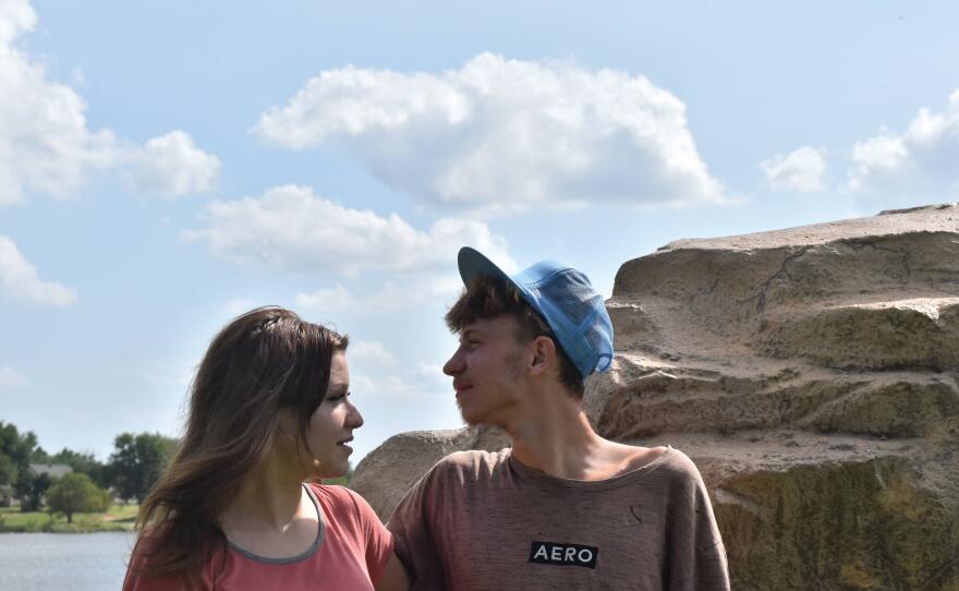 Anika Drew and Nicholas Stone at Crystal Beach Lake on Thursday, July 20, 2023, in Woodward, Oklahoma.