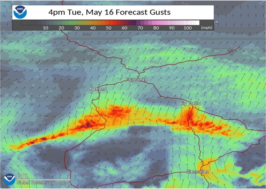 A May 16, 2023 wind advisory issued by the National Weather Service Fairbanks office