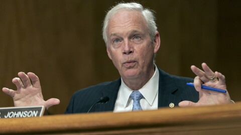 FILE - Sen. Ron Johnson, R-Wisc., questions the first panel of a Senate Homeland Security and Governmental Affairs committee hearing to examine social media's impact on homeland security, Sept. 14, 2022, on Capitol Hill in Washington. Far from shying from his contrarian reputation, Johnson is leaning into controversy as he runs for his third term. He has called for the end of guaranteed money for Medicare and Social Security, two popular programs that American politicians usually steer clear from. He’s trafficked in conspiracy theories about the 2020 election and dabbled in pseudoscience around the coronavirus. (AP Photo/Jacquelyn Martin, File)
