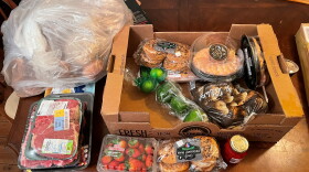 On this year's Winter Solstice, the dumpsters gave to me: 6 pounds of meat, 5 bags of potatoes, 4 key limes, 3 croissant buns, 2 shrimp cocktails, and a jar of maraschino cherries.