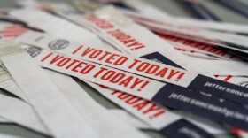 Wristbands proclaiming "I Voted Today!" await voters at Fairdale High School.