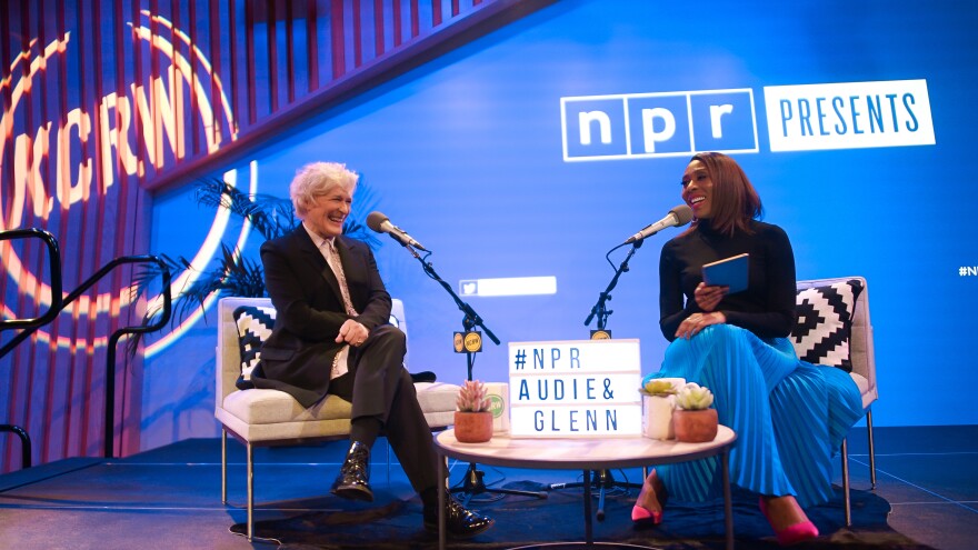 Audie Cornish and Glenn Close spoke at the Annenberg Performance Studio at KCRW in Santa Monica, Calif.