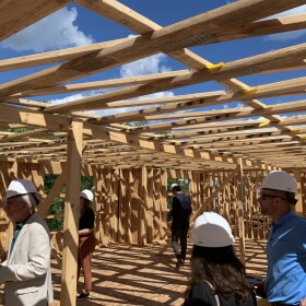 Traverse City officials toured the affordable housing complex expected to be completed this year.