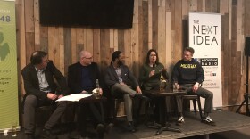 Panelists from left to right: Joe Linstroth, Jeff DeGraff, Eric Thomas, Lauren Bigelow, and Nate Lutz. 