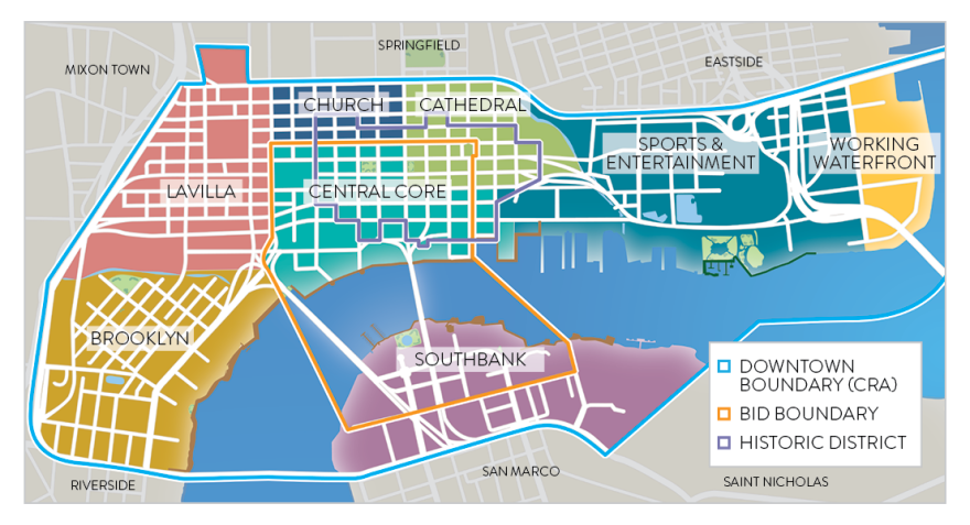 Downtown Jacksonville districts map