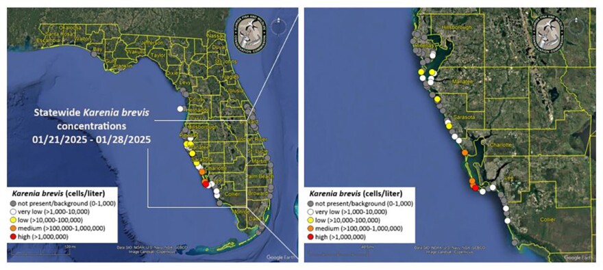 Map of red tide