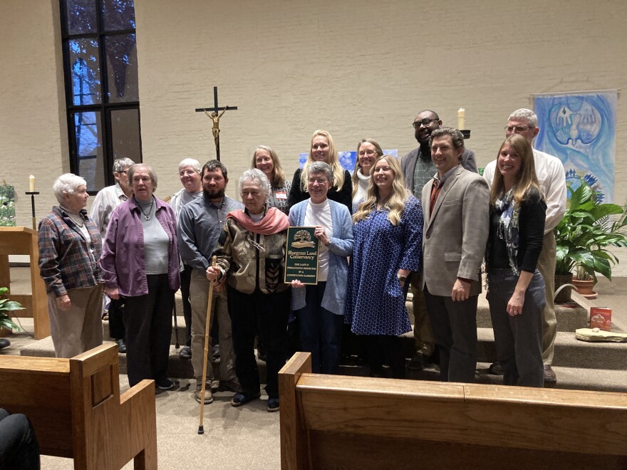 The Sisters of Loretto pose with the Bluegrass Land Conservancy after signing a conservation easement on Jan. 19, 2023.
