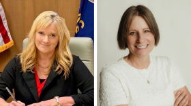 From left, Kansas State Board of Education candidates Republican Amy Cawvey and Democrat Jennifer Lloyd.