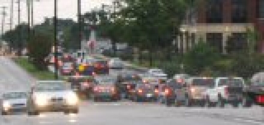 Traffic diverted from the Cape Fear Memorial Bridge waits on 3rd Street to cross the Isabelle Holmes.