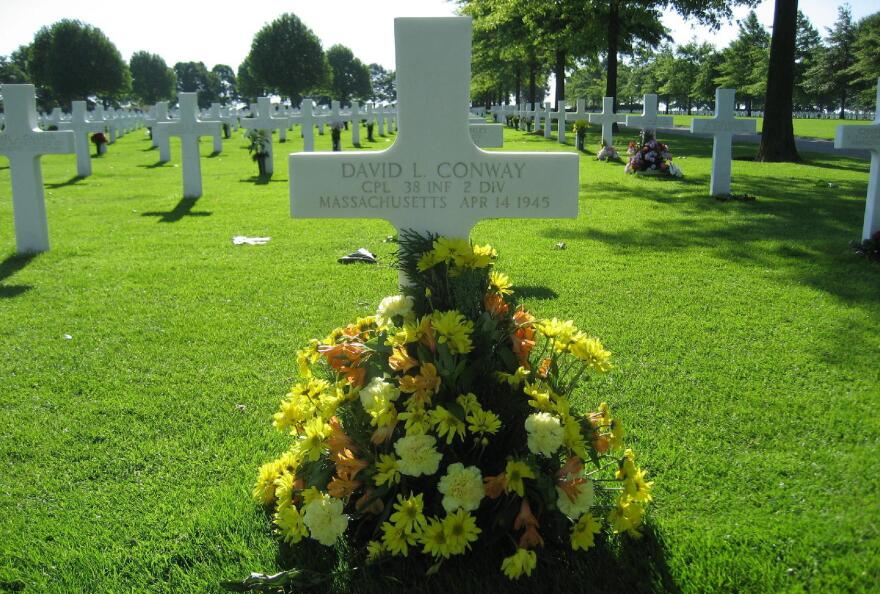 Army Cpl. David Leonard Conway's grave is in the Netherlands. His daughter has visited several times with other war orphans.
