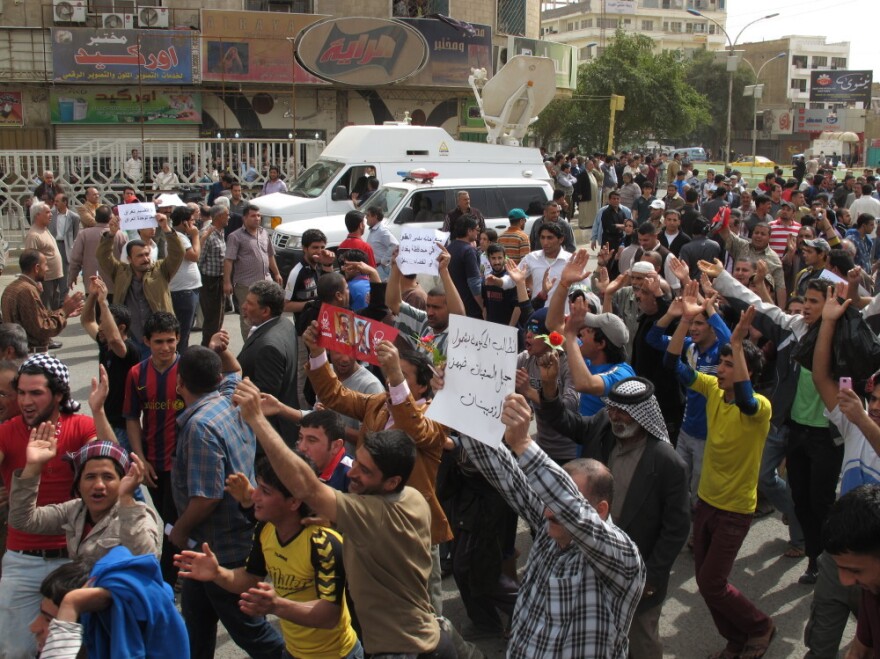 Protesters in Baghdad's Tahrir Square on Friday (March 11, 2011).