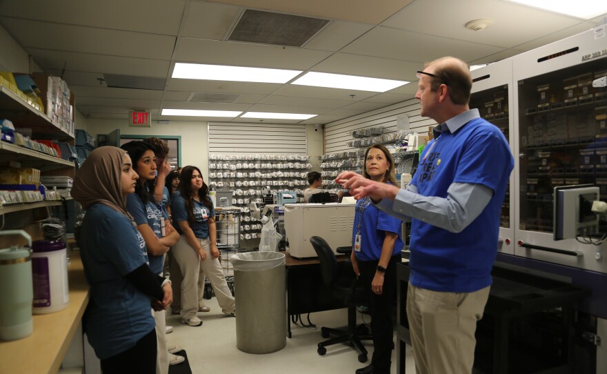 Campers learned about the robotic assistance the pharmacy receives in order to ensure accurate dispensation.