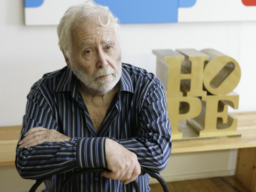 Artist Robert Indiana, who created the pop icon LOVE, has died at 89. He's seen here in his studio in Vinalhaven, Me., in 2008.