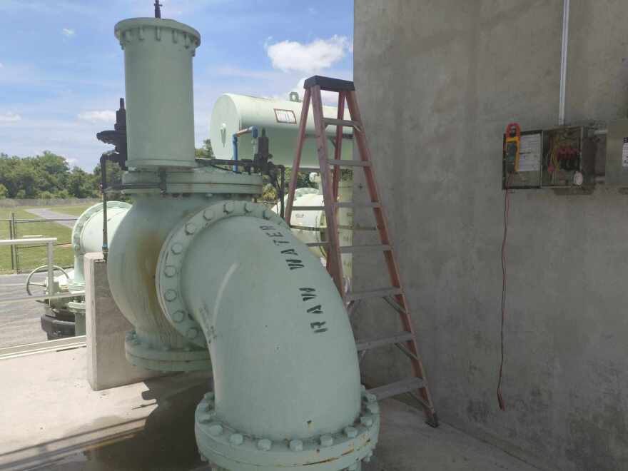A pipe labeled “raw water” sticks up from the water pumps operated by the Peace River Manasota Regional Water Supply Authority. In March, the pumps pulled an average of 8.73 million gallons per day from the Peace River