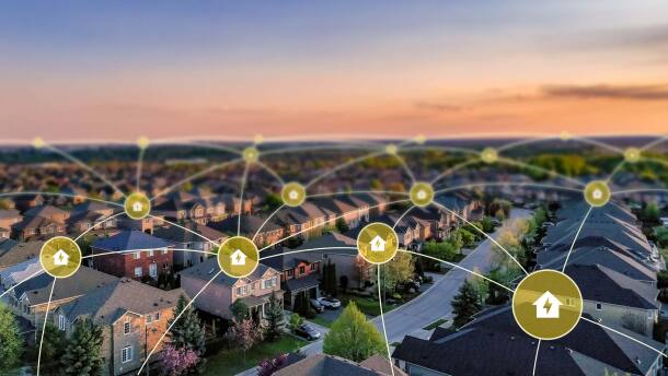 An illustration demonstrates the decentralized concept of a virtual power plant.