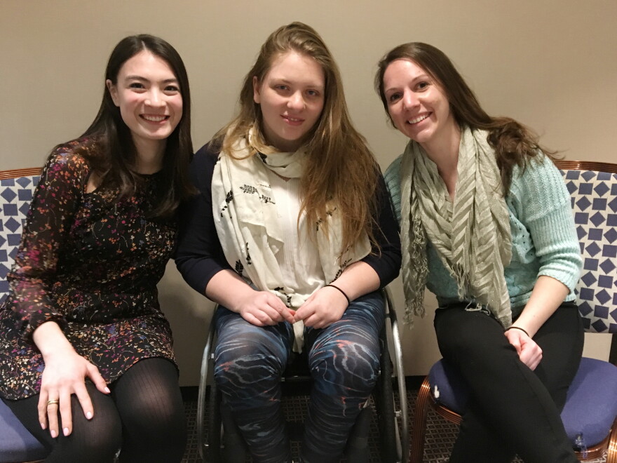 Harvard medical students Jessica Laird (from left), Jennifer Cloutier and Stacy Jones are raising awareness about disabilities in medicine on campus.