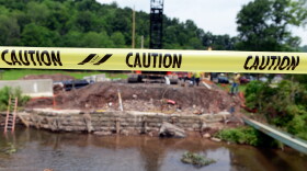 Caution tape at construction site