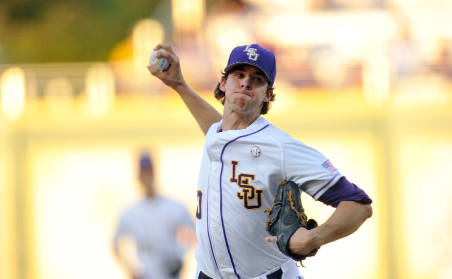 Aaron Nola, pitcher on the Philadelphia Phillies, as a player on the LSU Tigers