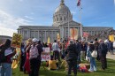 Thousands of educators and community members rally at Civic Center Plaza on Feb. 9, 2026.
