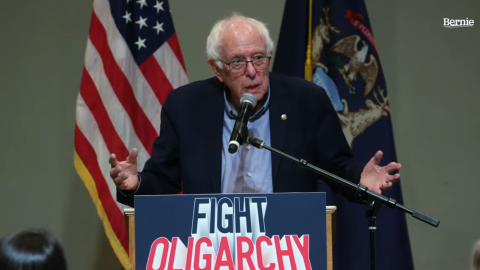 US Sen. Bernie Sanders spoke Monday at the APlex in Alpena. Democrats are attempting to narrow margins in traditional Republican areas in northern Michigan.
