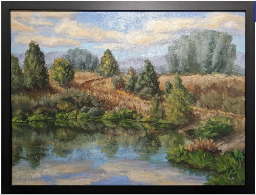 Tara Kemp, "Golden Gardens Pond," Oil on aluminum Size: 34x44in framed