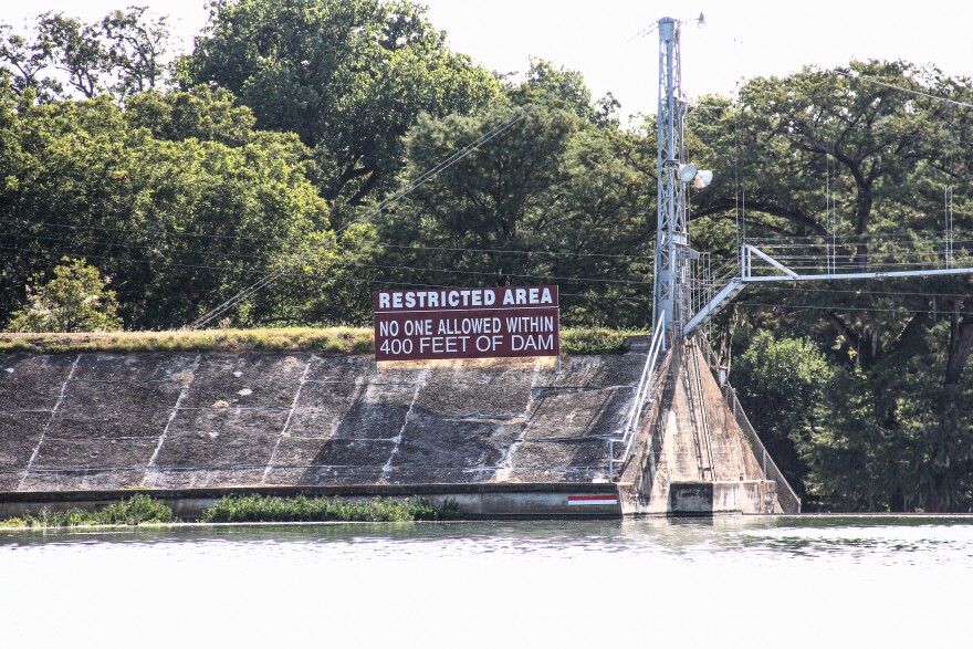 A restricted area sign at Lake Dunlap.