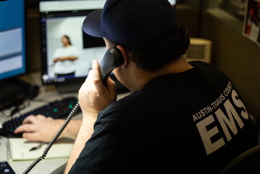 Clinical Specialist Greg Hinck, of the C4 clinical navigation team, fields 911 calls on Sept. 13, 2023.