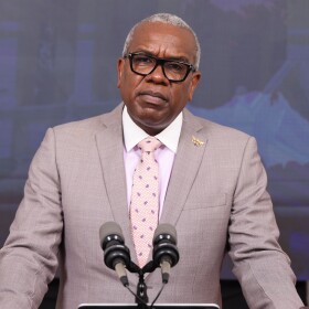 Pictured: Governor Albert Bryan Jr. speaks at today's Government House Press Briefing