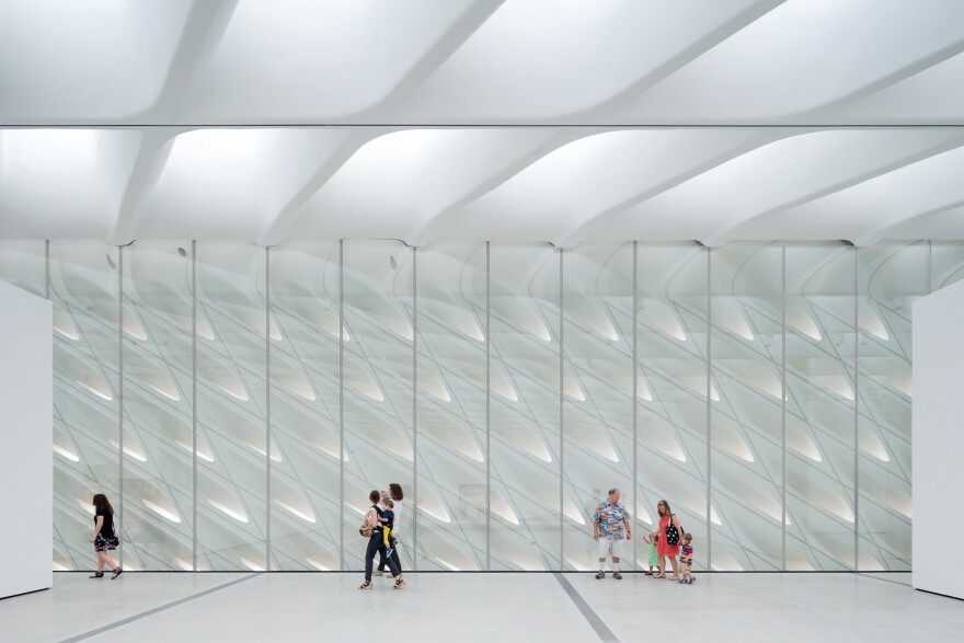 With skylights and the "interior veil," light streams into The Broad's third floor galleries.