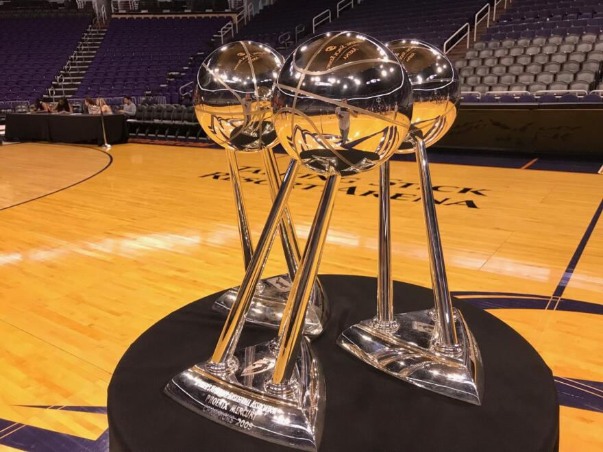 Phoenix Mercury WNBA title trophies