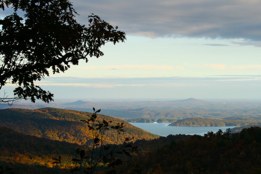 The view on the Lake Jocassee from the approach trail to the Whitewater Falls, NC.