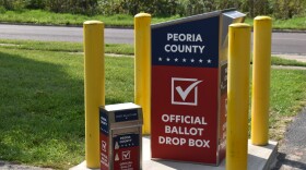 Peoria County's ballot dropoff box sits outside the Election Commission's headquarters on Brandywine Drive. 