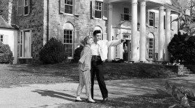 Elvis Presley pictured with then-girlfriend Yvonne Lime at his home Graceland in Memphis, Tenn., around 1957.