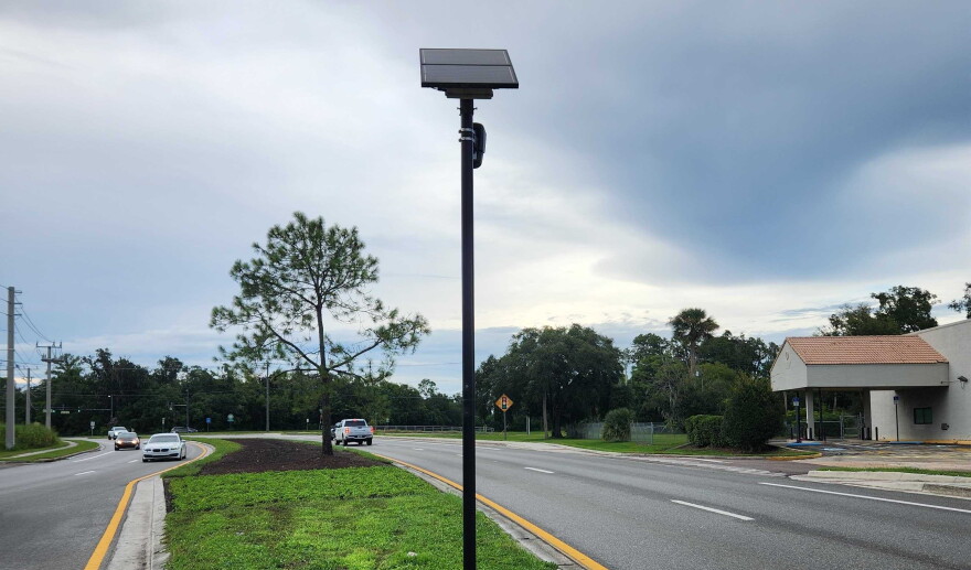 The use of this Flock camera installed in a Sanford traffic median will be suspended, as orderd by the Florida Department of Transportation.