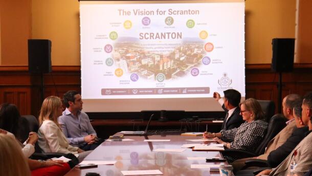 Representatives from Scranton meet with Almond Digital Health to learn more about addressing problem gambling in the city.