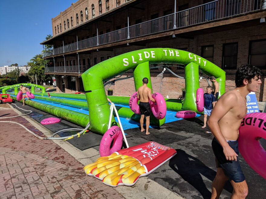 The entry point of the 1,000 foot long slide that ran down College Avenue between Duval St. and MLK Blvd.