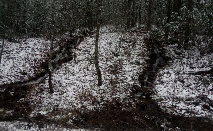 Snow on the way up the transmitter road.