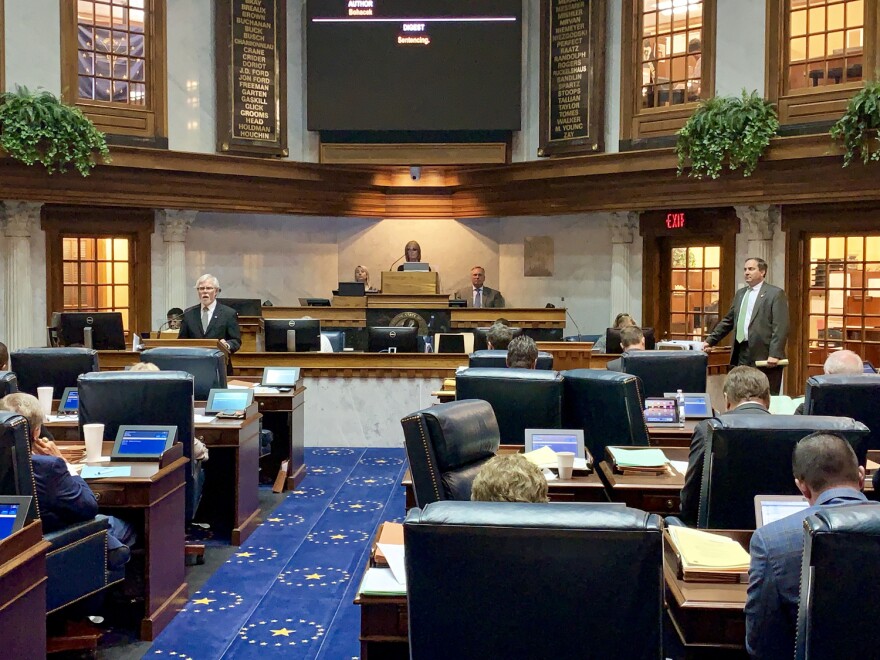Members of the Indiana Senate debate final passage of a bill aimed at creating hate crimes protections.