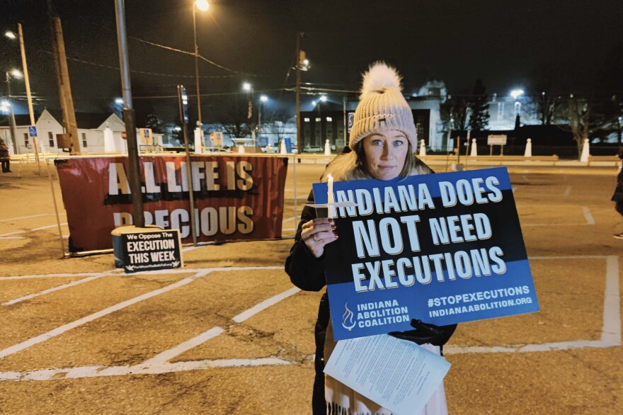 Ashley Eve stood with other protesters outside the state prison during Corcoran's execution.