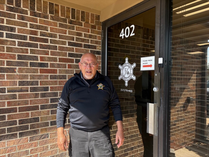 Hamilton County coroner Jeff Jellison outside his office in Noblesville.