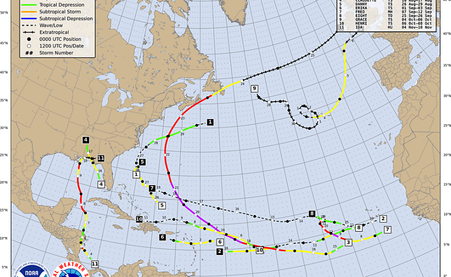2009 hurricane season historical tracks.