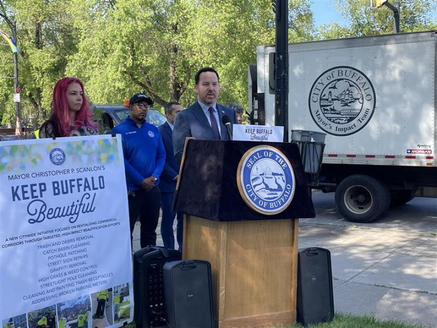 Buffalo's Acting Mayor Chris Scanlon announced the 'Keep Buffalo Beautiful' campaign at Elmwood Ave. and Bidwell Parkway.