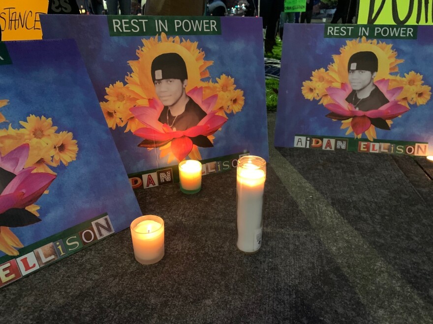 A couple of hundred people gathered near the Jackson County Courthouse steps in Medford, Ore., on Dec. 3 to remember Aidan Ellison, a Black teenager who was shot and killed by a white man on Nov. 23.