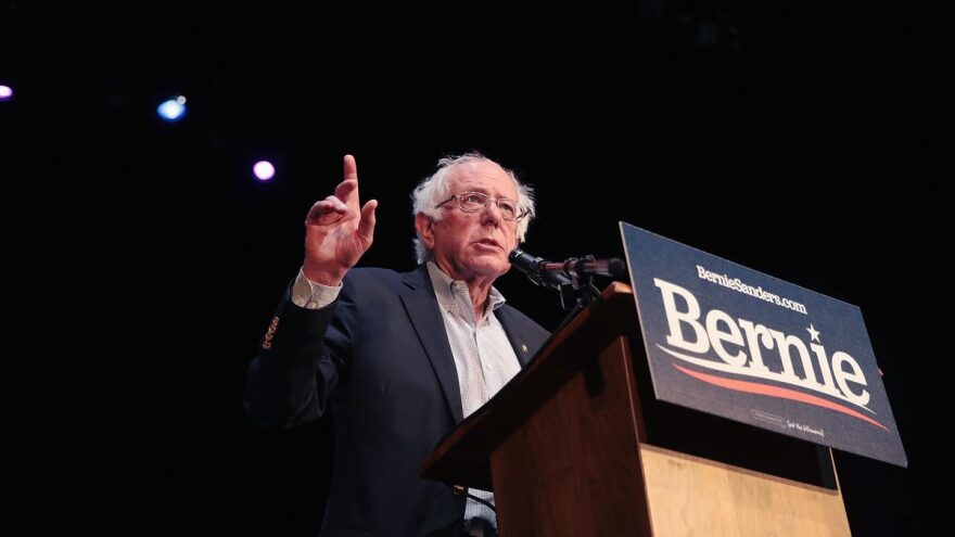 Democratic presidential candidate Sen. Bernie Sanders, I-Vt., speaks during a rally in Fairfield, Iowa, on April 6.