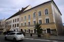 A car passes Adolf Hitler's birth house in Braunau, Austria, Thursday, Nov. 16, 2023. (Matthias Schrader/AP)