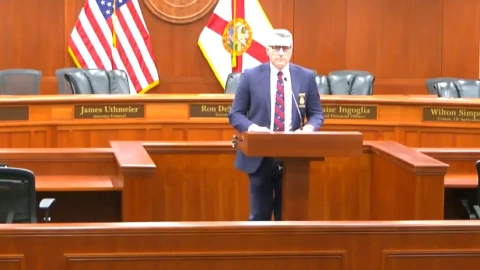 FDLE head Mark Glass presents emergency rule during Florida Cabinet meeting on September 11, 2026.