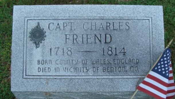 Capt. Charles Friend's gravestone, Friend's Hill Cemetery, Oran, Missouri