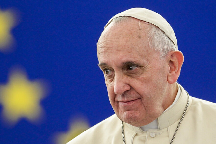 Pope Francis during a 2014 visit to the European Parliament in Strasbourg.