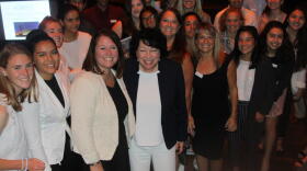 U.S. Supreme Court Justice Sonia Sotomayor with local high school students prior to the induction ceremonies. CREDIT GREG COTTERILL